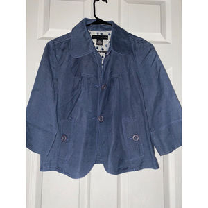 Larry levine size small womens jacket coat blue poka dots buttons